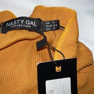 Nasty Gal Mustard Yellow long dress sz 2